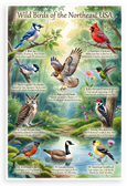 Wild Birds of the Northeast USA Educational 12x18 US Made Poster