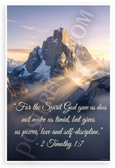 2 Timothy 1:7 "Spirit God Gave Us Power Love Self-Discipline" Inspirational 12x18 US Made Poster