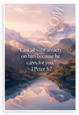 1 Peter 5:7 'Cast All Your Anxiety on Him' Inspirational 12x18 US Made Poster