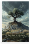 Psalm 34:18 'Lord Close to Brokenhearted' Inspirational 12x18 US Made Poster