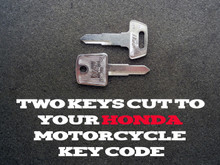 Honda Motorcycle, ATV, SXS, Scooter Keys Cut By Code - 2 Working Keys