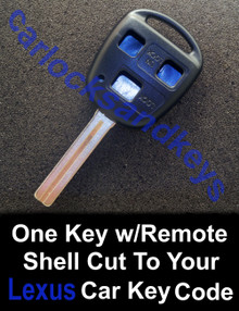 2002-2003 Lexus ES300 High Security Key w/Remote Shell Cut To Your Key Code - A Working Key!