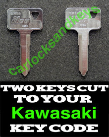 1991 - 1992 Kawasaki Ninja ZX-7, ZX-7R (ZX750J, ZX750K) Motorcycle Keys Cut By Code - 2 Working Keys