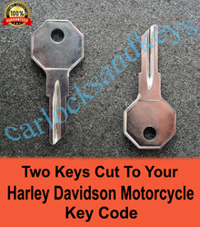 1949-1979 Harley Davidson FL Touring Motorcycle Keys Cut To Your Key Code - 2 Working Keys