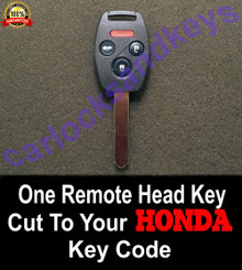 One New 4 Button Remote Head Key for a 2006-2011 Honda Civic cut to your key code. A working key!