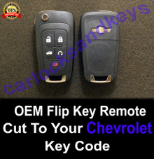 One New OEM 5 Button Remote Flip Key For A 2014-2016 Chevrolet Malibu Cut To Your Key Code. A Working Key! 