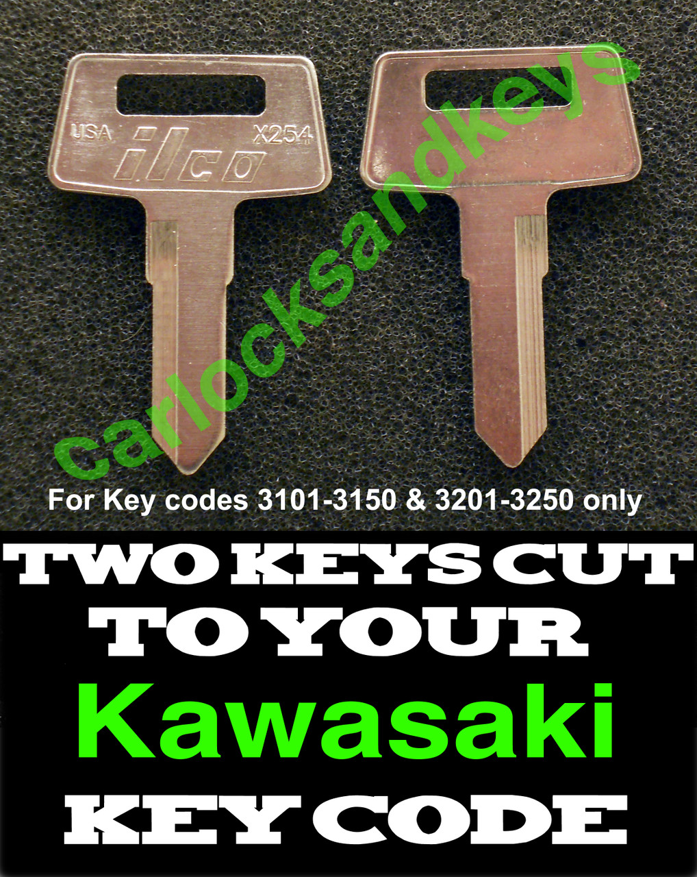 Kawasaki Motorcycle Spare Key – Cut To Code For Codes Z5001-Z5250 – Aftermarket Replacement