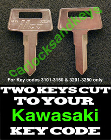 1988-2023 Kawasaki Mule / Teryx Keys Cut By Code - 2 Working Keys