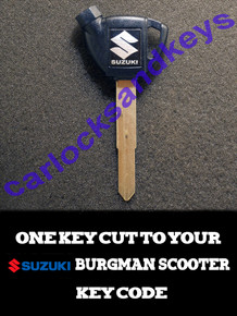 New Key For A 2014-2022 Suzuki Burgman 200 (UH200) Scooter Cut To Your Key Code