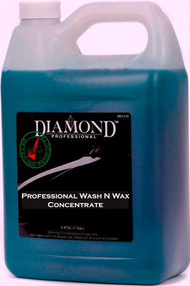 Professional Wash N Wax removes daily dirt. It is a medium viscosity liquid car wash concentrate, which produces low foam conducive to waxing. When diluted correctly, Wash N Wax offers superior surface lubrication that rinses off road film and soap easily, leaving a lustrous shine. Professional Wash N Wax is the ideal product for used cars that need to look their best since it allows for spot-free rinsing and excellent sheeting characteristics with little chamois or towel time. Professional Wash N Wax also brightens chrome and glass beautifully.