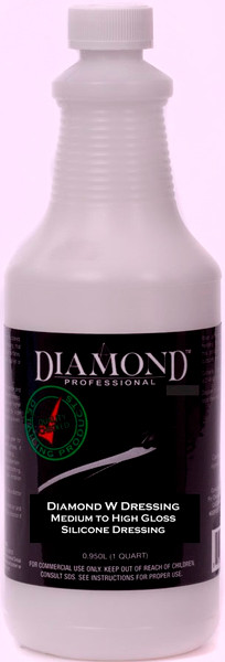 Diamond W Dressing is a medium to high gloss interior/exterior dressing. This biodegradable water-based dressing restores and protects rubber, vinyl and leather surfaces. Diamond W Dressing provides a superior long-lasting performance on both interior and exterior surfaces and protects and restores all rubber, leather and vinyl surfaces, while leaving a durable lasting shine. This water-based formulation meets all VOC requirements. Can be diluted 1:1 with water for a medium gloss sheen.