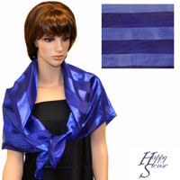 Satin Sripe Scarf Jumbo Solid Color-Purple Blue
