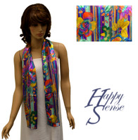 Satin Stripe Scarf Long Flower & Stripe (SSPO 1459)