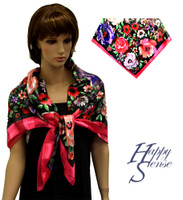Satin Stripe Scarf Square Flowers (SSPS 1405)
