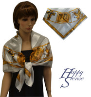 Satin Stripe Scarf Square I Love Jesus Silver (SSPS 5002)