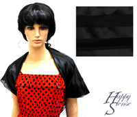 Satin Stripe Scarf Square Solid Color Black