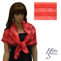 Satin Stripe Scarf Square Solid Color Vermilion