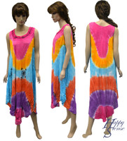 Tie Dye Dress Embroidered (67423-Blue)