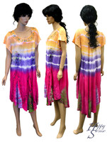 Tie Dye Dress Embroidered (66952-Blue)