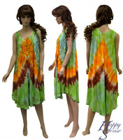 Tie Dye Dress Embroidered (66953-Green)