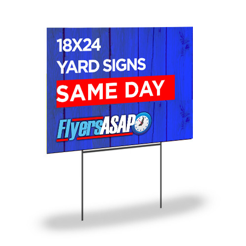 Same day yard sign printing is done in Atlanta Georgia. Monday - Friday the cut off time is 2:30pm and Saturday the cut off time is 11:00am EST to have done same day. If your order is submitted after the cut off, it will complete the following business day. 