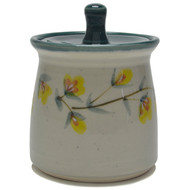 Sugar Jar - Gold Flower Vine with green liner- Laurel leaves with gold flower accents, such a lovely flower in every aspect...let it rim your favorite coffee mug. 