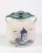 Bean Pot - 2 QT - Lighthouse hand decorated with green liner - A lighthoouse is a tower containing a powerful flashing lamp that is built on the coast or on a small island. Lighthouses are used to guide ships or to warn them of danger
