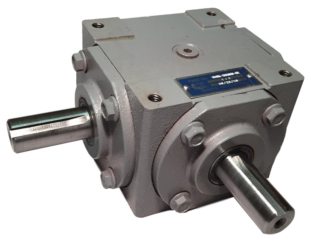 40 HP Right Angle Bevel Gearbox with 2 Keyed Shafts CW//CCW 1:1