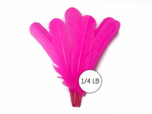 1/4 Lb - Hot Pink Turkey Tom Rounds Secondary Wing Quill Wholesale Feathers (Bulk)