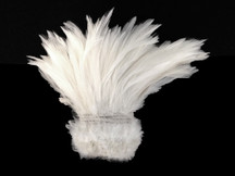 1 Yard - Natural White Strung Rooster Neck Hackle Wholesale Feathers (Bulk)