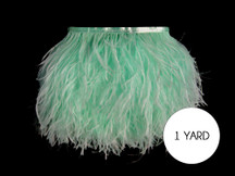 1 Yard - Mint Green Ostrich Fringe Trim Wholesale Feather (Bulk)