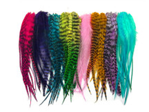 50 Pieces - Colorful Medium Length Rooster Saddle Whiting Hair Extension Wholesale Feathers (Bulk)