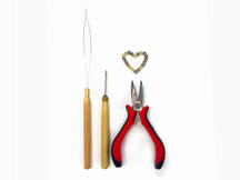 Feather Hair Extension Pliers And Hook Pulling Needle Tool Kit With Silicone Beads
