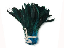 1/2 Yard - Turquoise Half Bronze Natural Dyed Coque Tail Strung Wholesale Feathers (Bulk)