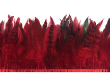 1 Yard - Red Chinchilla Rooster Schlappen Feather Trim
