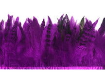 1 Yard - Purple Chinchilla Rooster Schlappen Feathers Trim