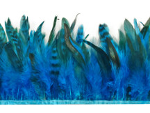 1 Yard - Turquoise Blue Chinchilla Rooster Feathers Trim