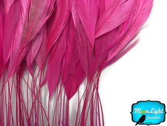 Hot Pink Stripped Coque Tail Feathers Wholesale (Bulk)