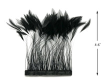 1 Yard - Black Stripped Rooster Neck Hackle Eyelash Wholesale Feather Trim (Bulk)