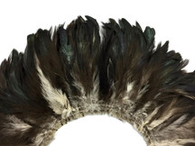 4 Inch Strip - Black Bronze Natural Schlappen Strung Rooster Feathers