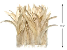 1 Yard - 10-12" Ivory Bleach Coque Tails Long Feather Trim (Bulk)