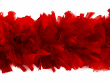2 Yards - Red Heavy Weight Turkey Flat Feather Boa, 150 Gram