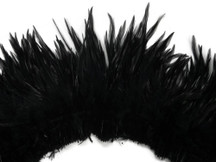 4 Inch Strip - Black Strung Rooster Neck Hackle Feathers
