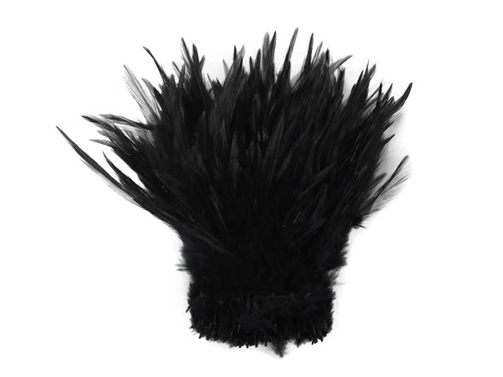 1 Yard Black Strung Rooster Neck Hackle Feathers | Moonlight Feather