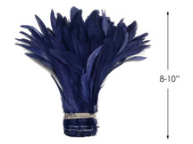1/2 Yard - 8-10" Navy Blue Strung Natural Bleach & Dyed Rooster Coque Tail Wholesale Feathers (Bulk)