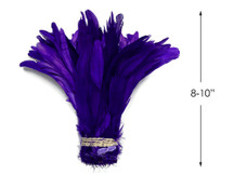 1/2 Yard - 8-10" Eggplant Strung Natural Bleach & Dyed Rooster Coque Tail Wholesale Feathers (Bulk)