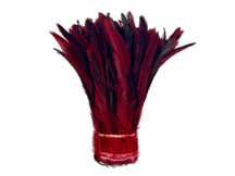 1/2 Yard - Red Half Bronze Natural Dyed Coque Tail Strung Wholesale Feathers (Bulk)