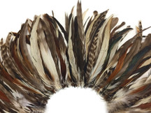 1 Pack - 8-10" Natural Brown Chinchilla Mix Coque Tail Strung Rooster Feathers 0.25 Oz.