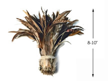 Wholesale Pack - 8-10" Natural Brown Chinchilla Mix Coque Tail Strung Rooster Feathers 2 Oz. (Bulk)
