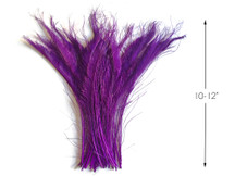 50 Pieces - Purple Bleached & Dyed Peacock Swords Cut Wholesale Feathers (Bulk)